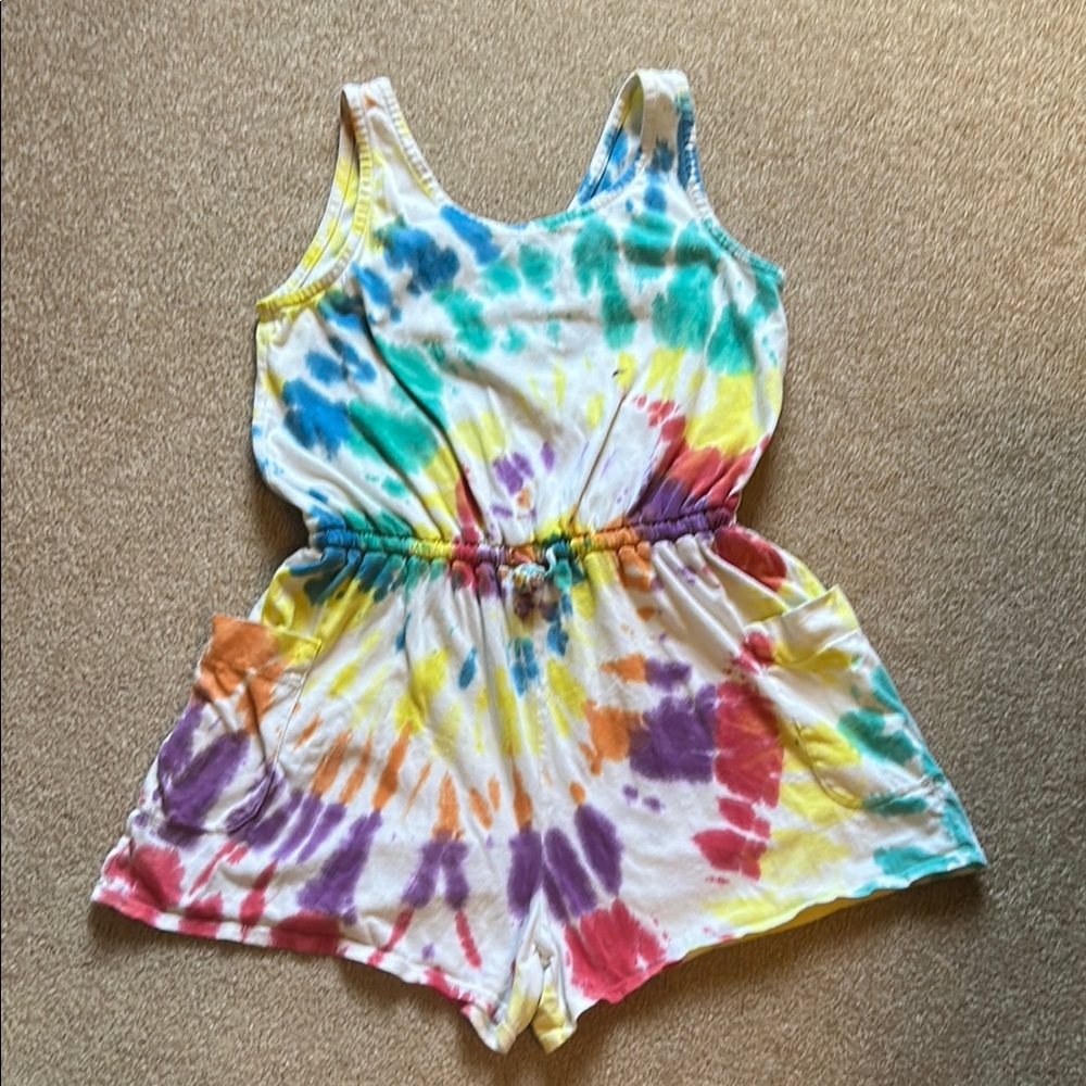 Girls T&B Nordstrom Colorful Tie-Dye Kids Romper